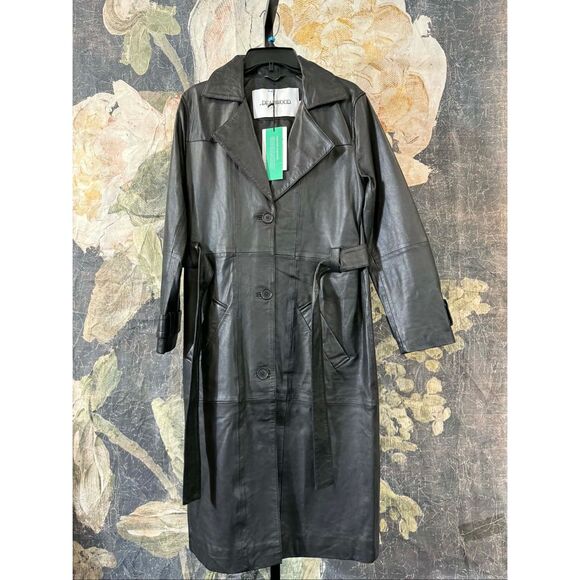 New Terra Leather Coat in Black Deadwood Size US 6 - Picture 5 of 12